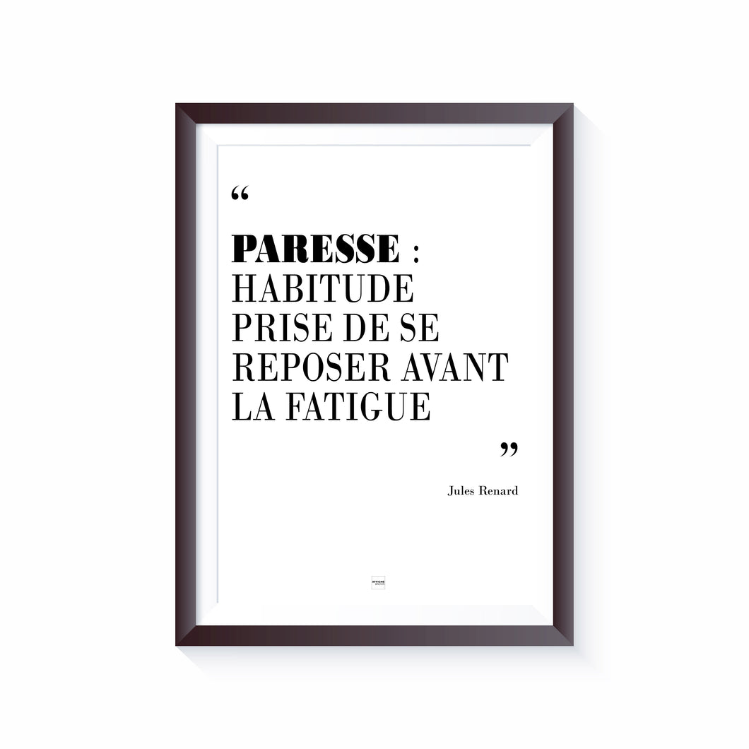 Affiche Citation Paresse